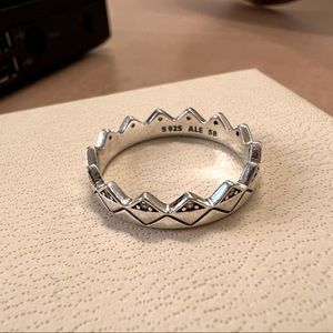Pandora Silver CZ Geometric Crown Ring